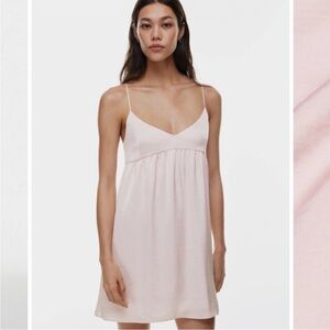 Aritzia Wilfred Satin Lover Dress in Poetic Pink